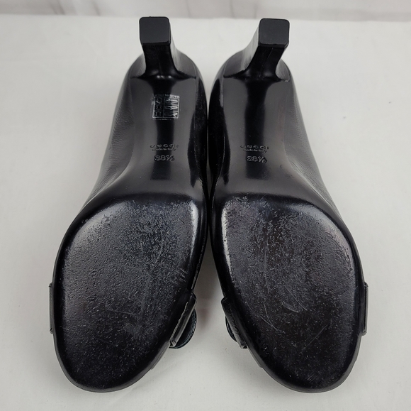 Gucci Black Patent Leather Peep Toe Block Heels Pumps size 38.5 - Picture 9 of 9